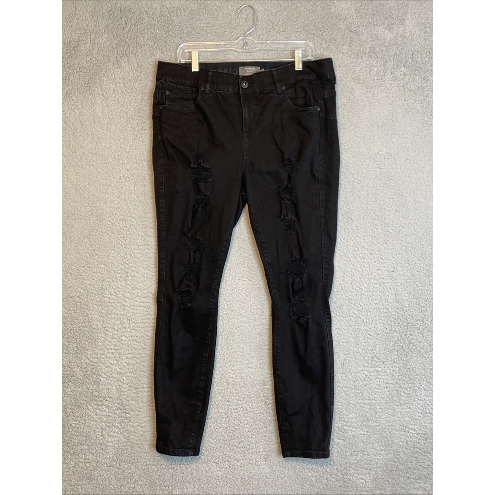 Torrid Jeans Black Premium Stretch Bombshell Skinny Ripped Size 16R